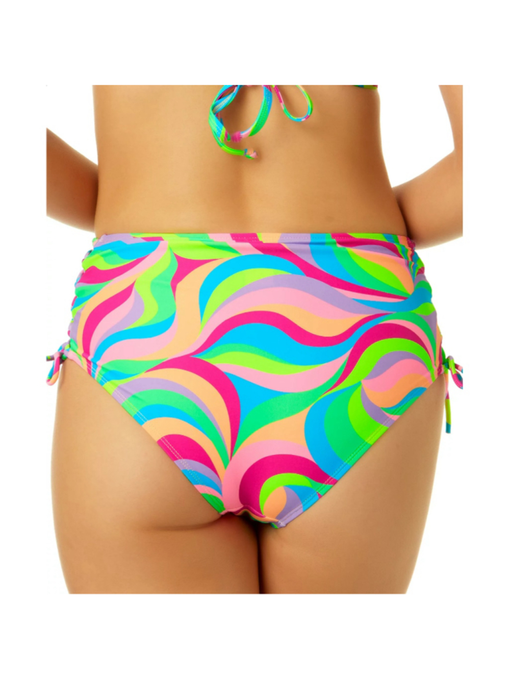 Salt + Cove Size XS Neon Swirl Side-Lace-Up High Waist Bikini Bottom NWT - Picture 2 of 8